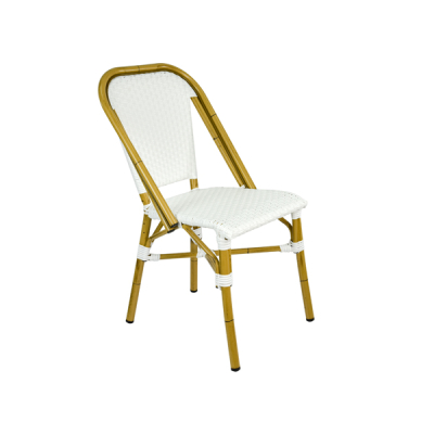 Chaise de Café Professionnel Esprit Vintage  Tressage, Alu Aspect Rotin CAPUCINE | Ligne MOB 