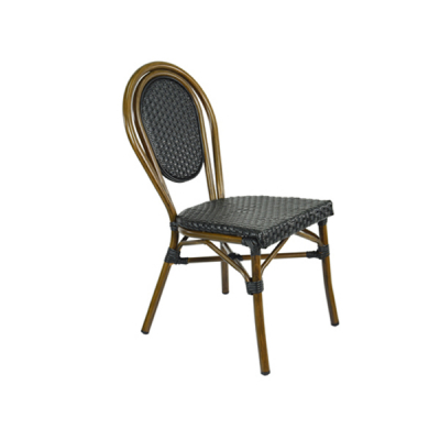 Chaise de Café pour Terrasse Esprit Chic Tressage, Alu Aspect Rotin MARIUS | Ligne MOB