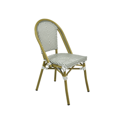 Chaise d'Extérieur pour Terrasse Esprit Vintage Tressage, Alu Aspect Rotin HONORINE | Ligne MOB 